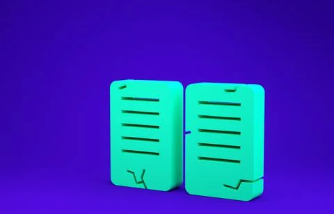 Green The commandments icon isolated on blue background. Gods law concept. Mi Illustrazione stock