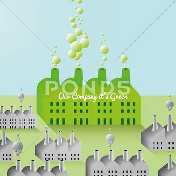 Green Company and Factory abstract Background Stock Illustration