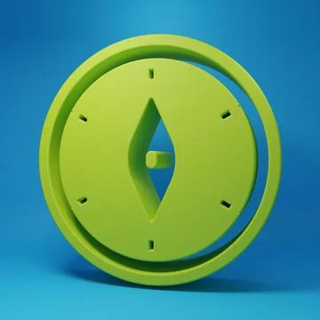 Green Compass icon isolated on blue background. Windrose navigation symbol... Stock Illustration