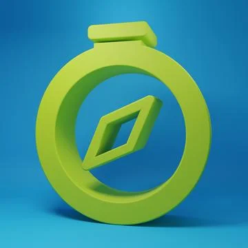Green Compass icon isolated on blue background. Windrose navigation symbol... Stock Illustration