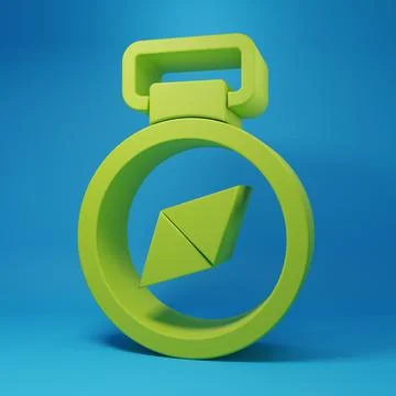 Green Compass icon isolated on blue background. Windrose navigation symbol... Stock Illustration