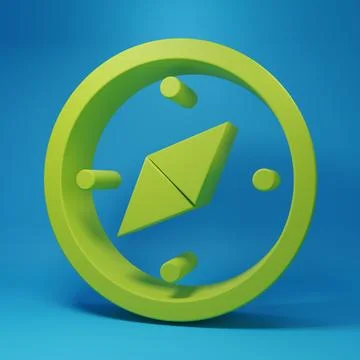 Green Compass icon isolated on blue background. Windrose navigation symbol... Stock Illustration