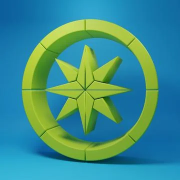 Green Compass icon isolated on blue background. Windrose navigation symbol... Stock Illustration
