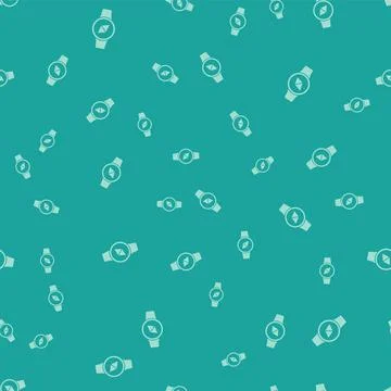 Green Compass icon isolated seamless pattern on green background. Windrose 스톡 일러스트