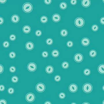 Green Compass icon isolated seamless pattern on green background. Windrose イラスト素材