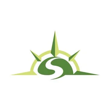 Green Compass Rose Icon Vector Logo Template Stock Illustration