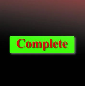 Green Complete button on a black background. Stock Illustration