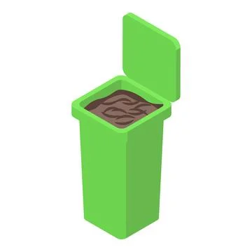 Green compost bin containing organic waste for composting Stock Illustration