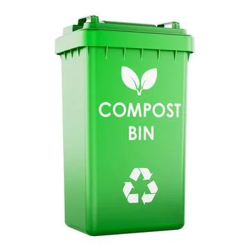 Green compost bin for organic waste recycling. 3D rendering Stock Illustration