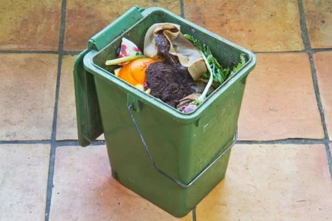 Green compost bucket Stock Photos