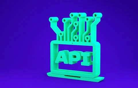 Green Computer api interface icon isolated on blue background. Application pr Stock Illustration