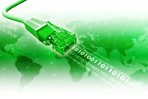 Green computer cable Stock Illustration