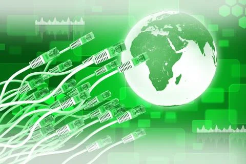 Green computer cables with earth Illustrazione stock