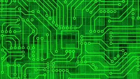 Green Computer chip, AI Computer processor Motherboard circuit background Stock Footage 272486338