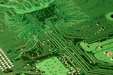 Green computer circuit details Stock Photos