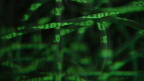 Green Computer Code Lighting up Computer Cables Stock Footage 208802664