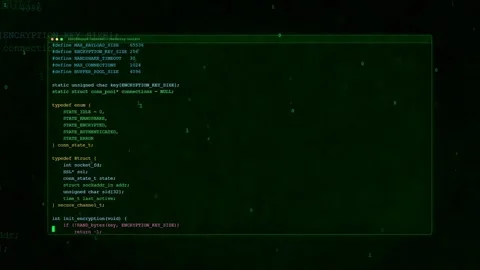 Green Computer Code Scrolling on Black Screen Representing Programming and Stock Footage 336773592