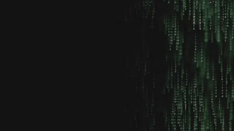 Green computer code strings, black space for inscription. Background 3D Stock-Illustration