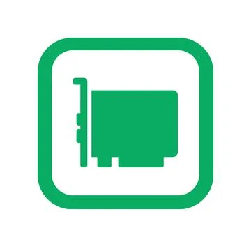 Green computer component network interface card icon isolated in rounded sq.. 库存插图