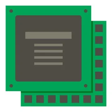 Green computer CPU processor chip icon isolated 스톡 일러스트