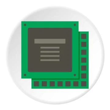Green computer CPU processor chip icon circle 스톡 일러스트