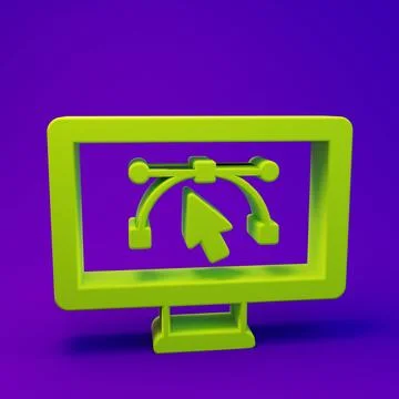 Green Computer display with  design program icon isolated on isolated on pu.. Stock Illustration