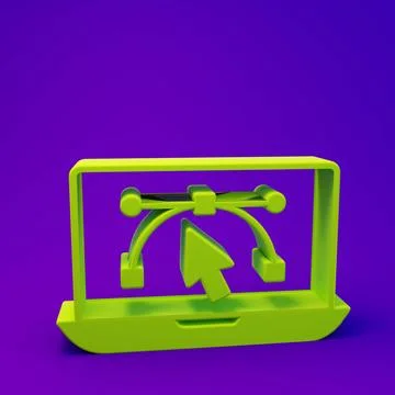 Green Computer display with  design program icon isolated on isolated on pu.. Stock Illustration