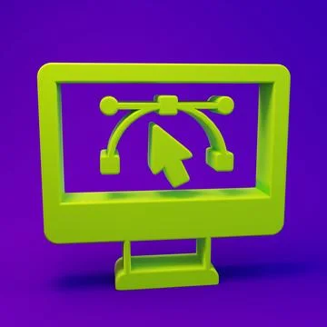 Green Computer display with  design program icon isolated on isolated on pu.. Illustrazione stock