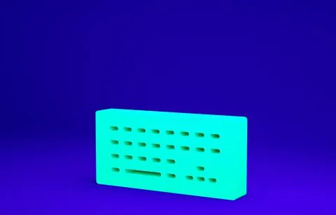 Green Computer keyboard icon isolated on blue background. PC component sign.  Illustrazione stock