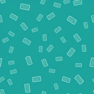 Green Computer keyboard icon isolated seamless pattern on green background. PC Stock Illustration