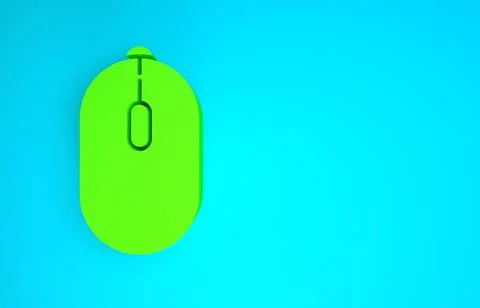 Green Computer mouse gaming icon isolated on blue background. Optical with wh Stock Illustration