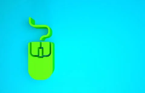 Green Computer mouse icon isolated on blue background. Optical with wheel sym Stock Illustration