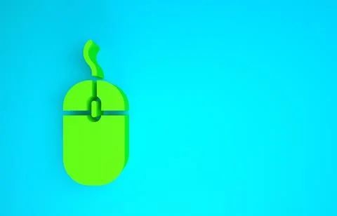 Green Computer mouse icon isolated on blue background. Optical with wheel sym Ilustración de archivo