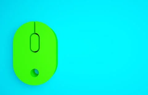 Green Computer mouse icon isolated on blue background. Optical with wheel sym Stock Illustration