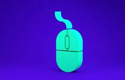 Green Computer mouse icon isolated on blue background. Optical with wheel sym Stock Illustration