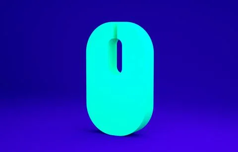 Green Computer mouse icon isolated on blue background. Optical with wheel sym Stock Illustration