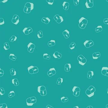 Green Computer mouse icon isolated seamless pattern on green background. Optical Stock Illustration