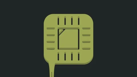 Green Computer processor with microcircuits CPU icon isolated on black Stock Footage 235518765