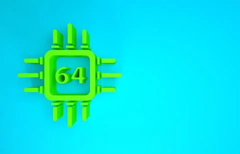 Green Computer processor with microcircuits CPU icon isolated on blue backgro Stock Illustration
