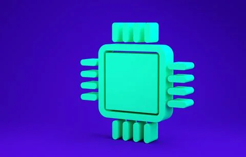Green Computer processor with microcircuits CPU icon isolated on blue backgro イラスト素材