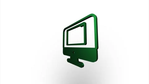 Green computer screen with browser window icon flipping, rotation. Elegant 3d Stock Footage 159822637