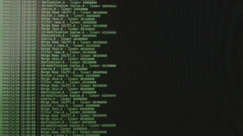Green computer software code moving on a black monitor. Computer hacking in p Stock Footage 145691074