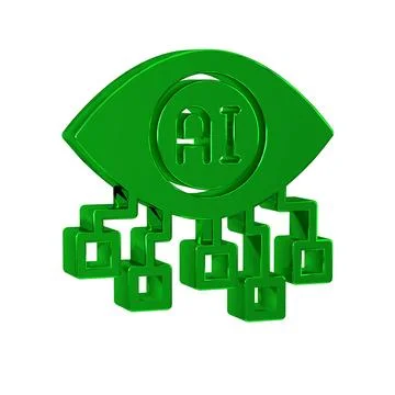 Green Computer vision icon isolated on transparent background. Technical vi.. Illustrazione stock