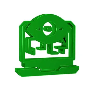 Green Computer vision icon isolated on transparent background. Technical vi.. Stock Illustration