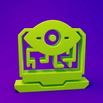 Green Computer vision icon isolated on purple-blue background. Technical vi.. Stock Illustration