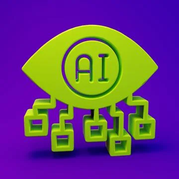Green Computer vision icon isolated on purple-blue background. Technical vi.. Stock Illustration