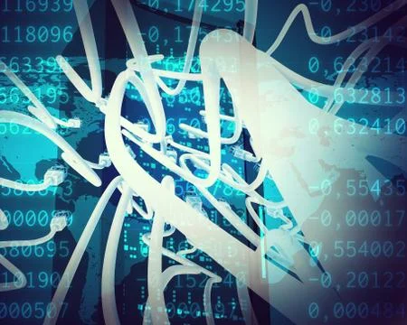 Green computer wires with world map Stock Illustration