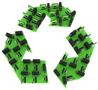 Green computers. recycling pc concept Stock Illustration