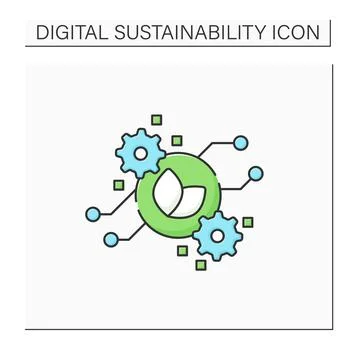 Green computing color icon Stock-Illustration