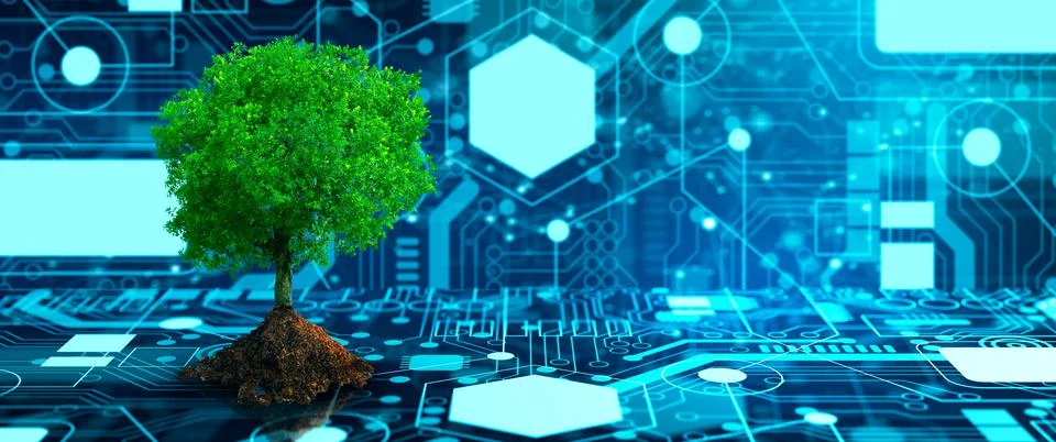 Green Computing, Green Technology, Green IT, csr, and IT ethics Concept. Stock Illustration